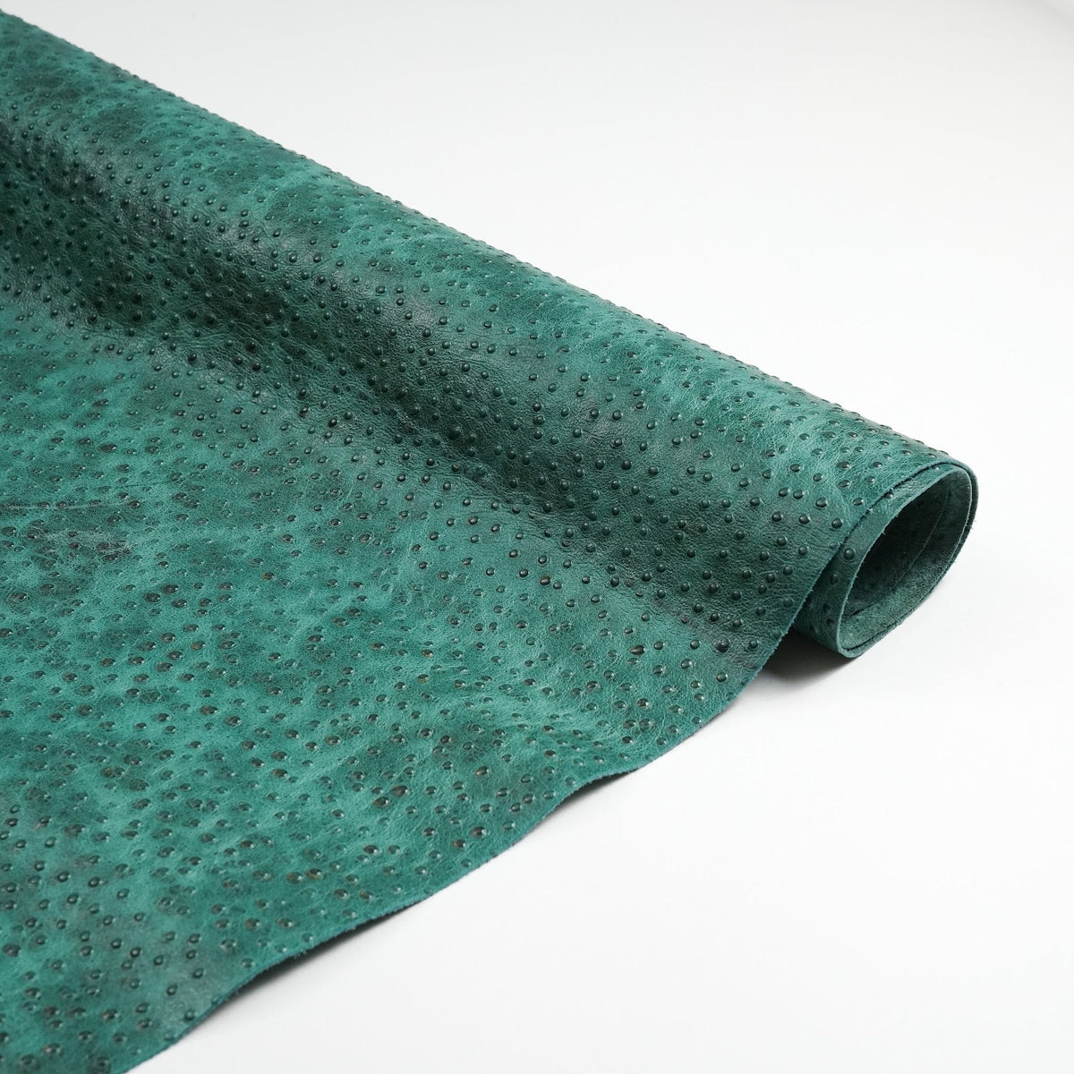 Ostrich Embossed Cowhide Leather Sides, 2.5-3 oz - Green