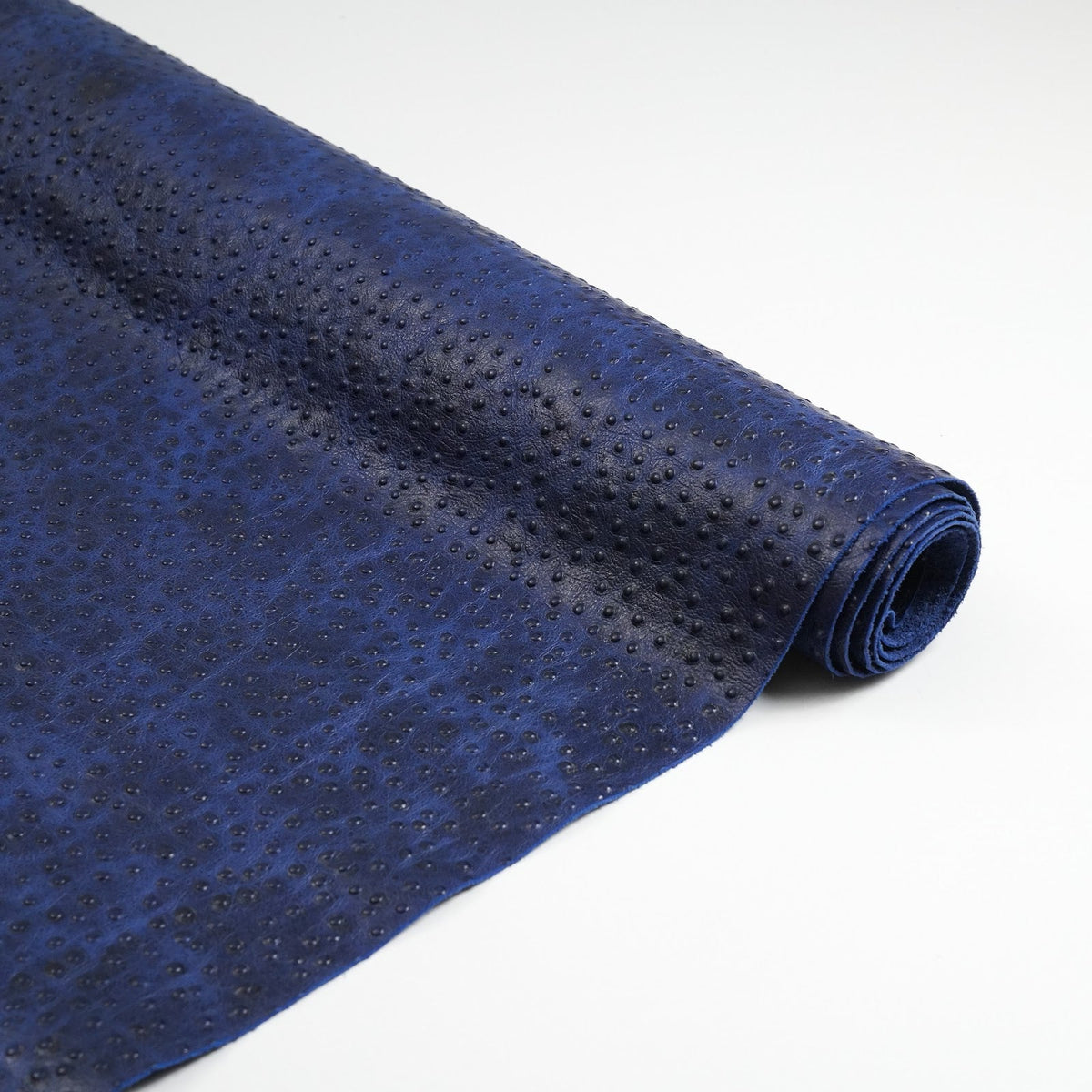 Ostrich Embossed Cowhide Leather Sides, 2.5-3 oz - Navy Blue