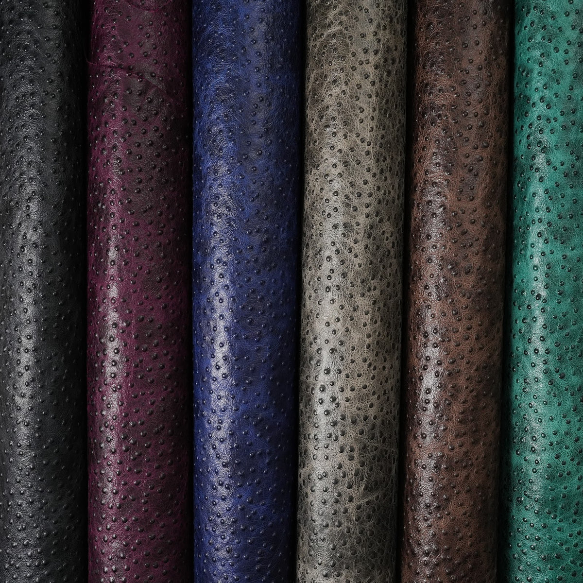 Ostrich Embossed Cowhide Leather Panels, 2.5-3 oz - Gray