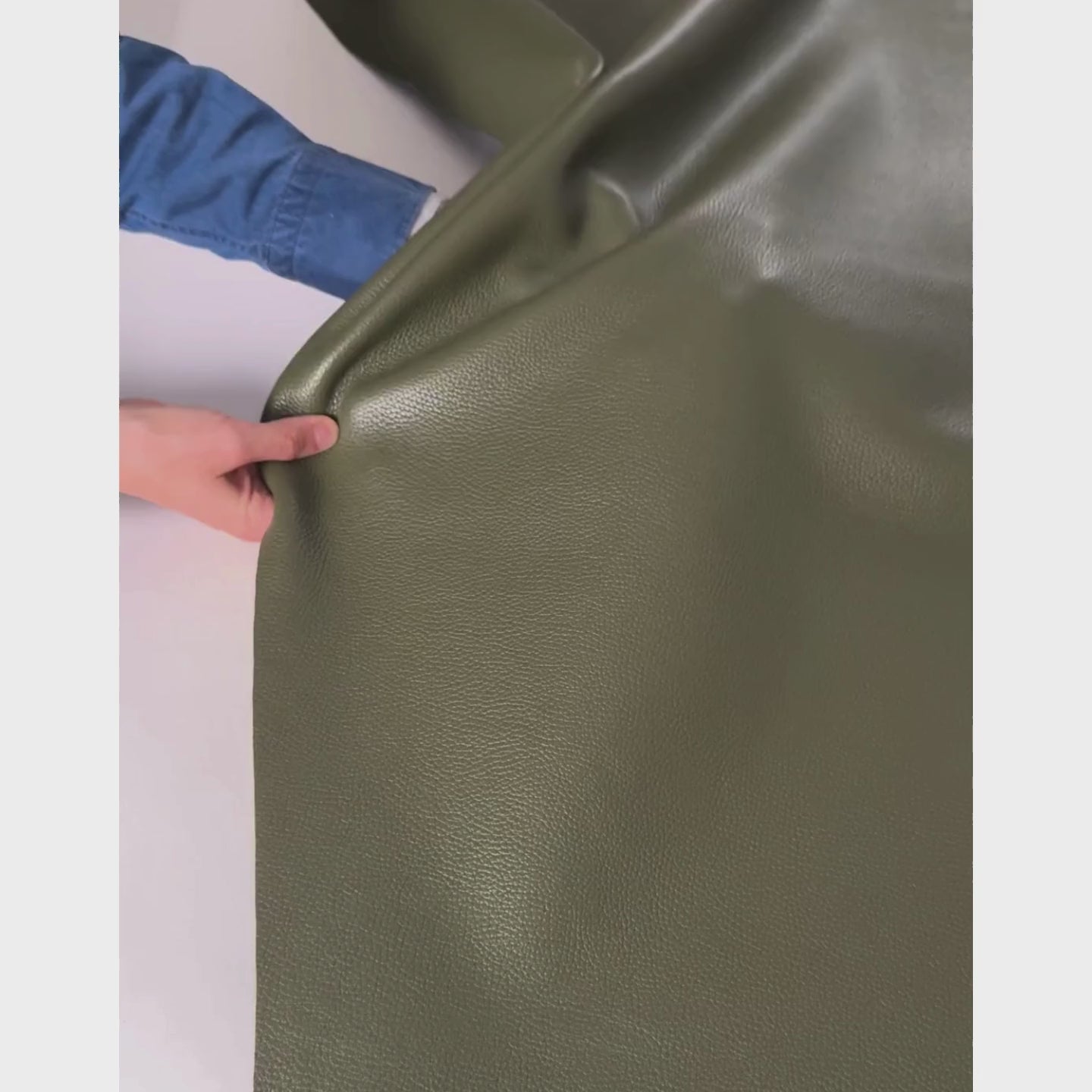Italian Pebble Grain Leather Panels in Olive Green