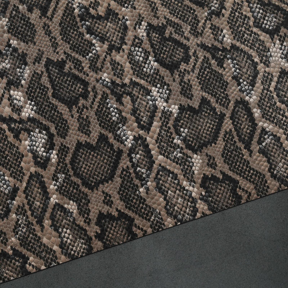 Python Print Cowhide Leather Sides, Satin Finish, 2.5-3 oz - Brown