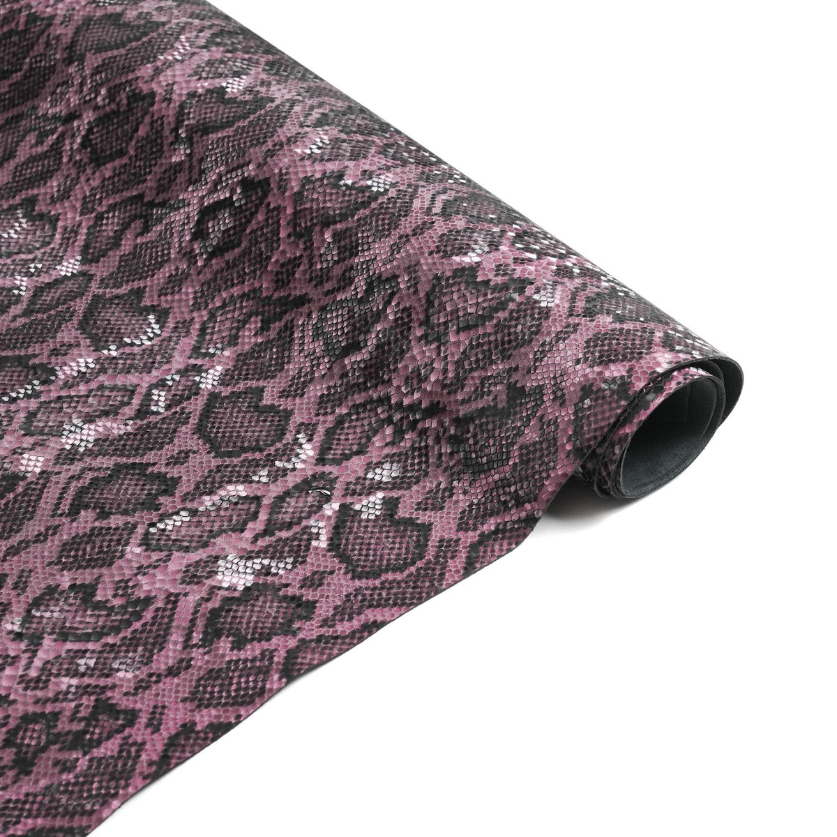 Python Print Cowhide Leather Sides, Satin Finish, 2.5-3 oz - Burgundy
