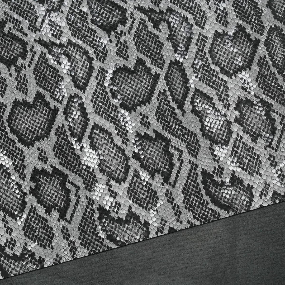 Python Print Cowhide Leather Sides, Satin Finish, 2.5-3 oz - Gray