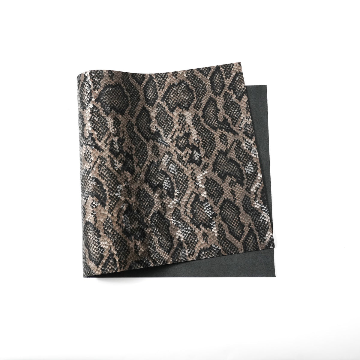 Python Print Cowhide Leather Panels, Satin Finish, 2.5-3 oz - Brown