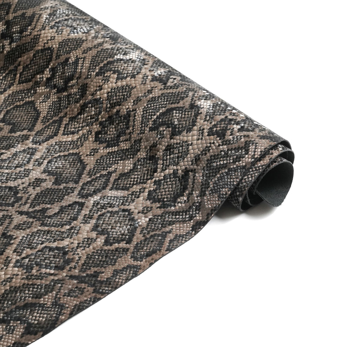 Python Print Cowhide Leather Sides, Satin Finish, 2.5-3 oz - Brown