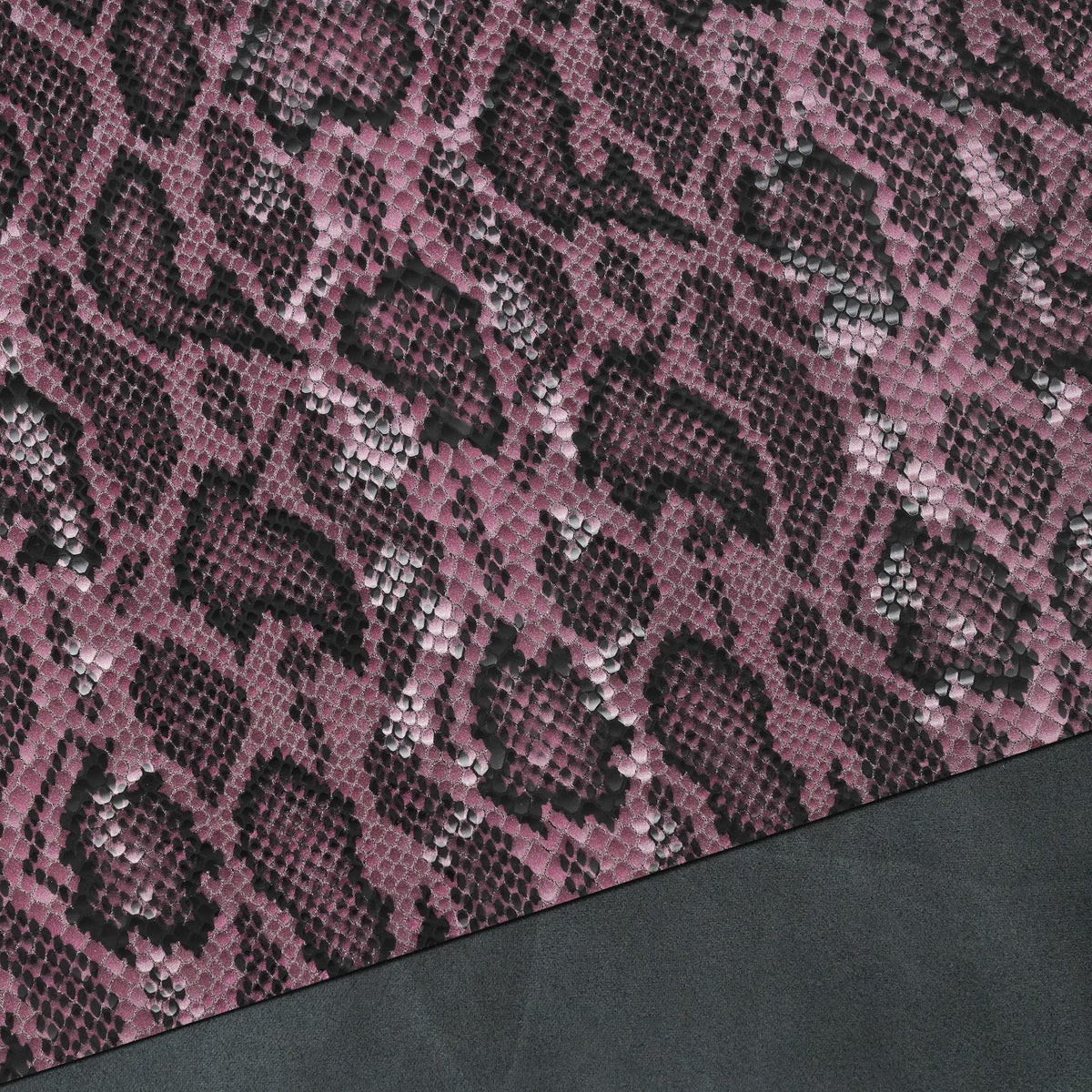 Python Print Cowhide Leather Sides, Satin Finish, 2.5-3 oz - Burgundy