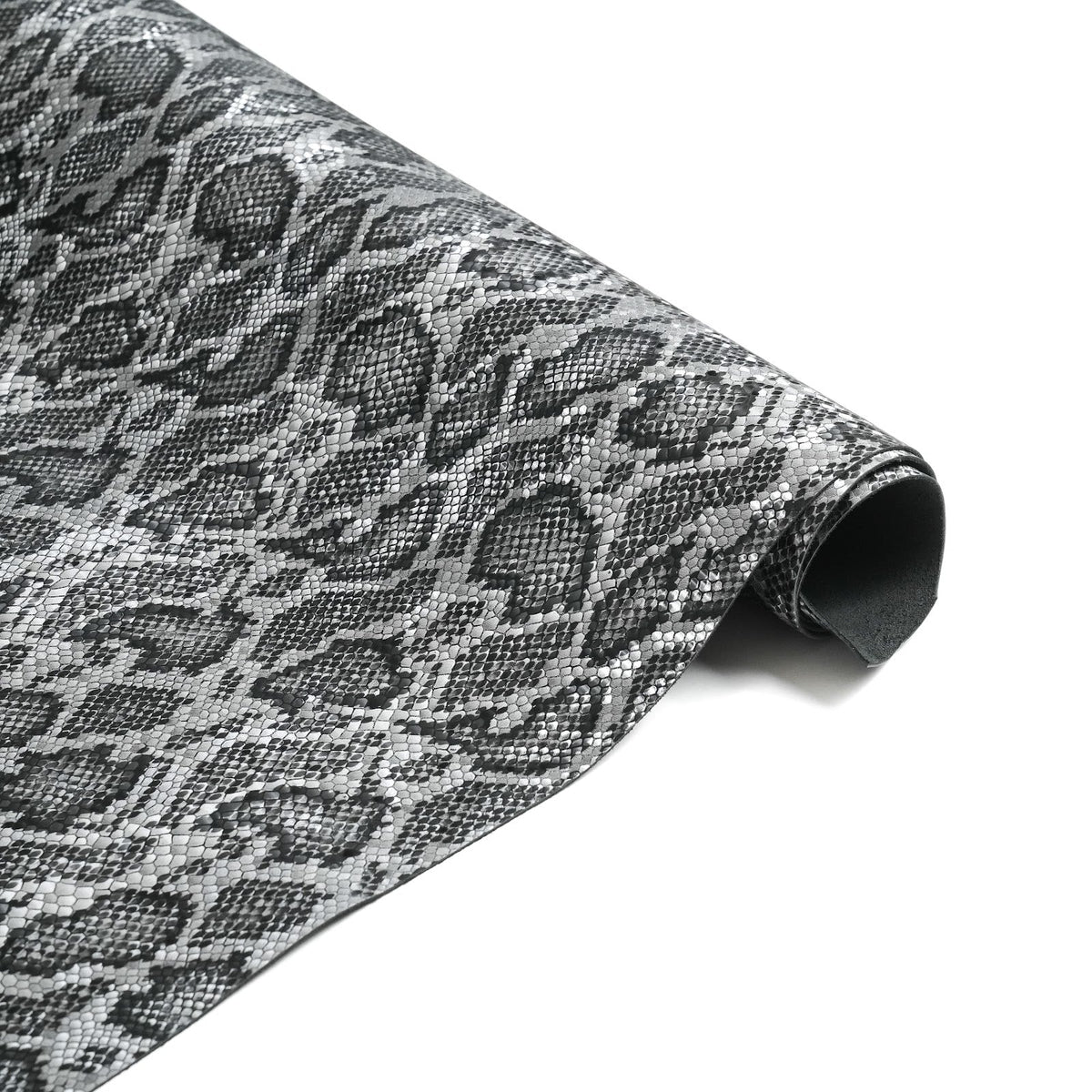 Python Print Cowhide Leather Sides, Satin Finish, 2.5-3 oz - Gray