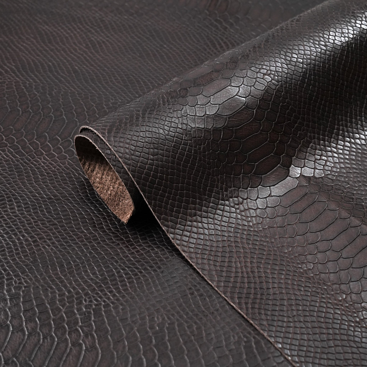 Python Embossed Leather, 2.5-3 oz - Brown