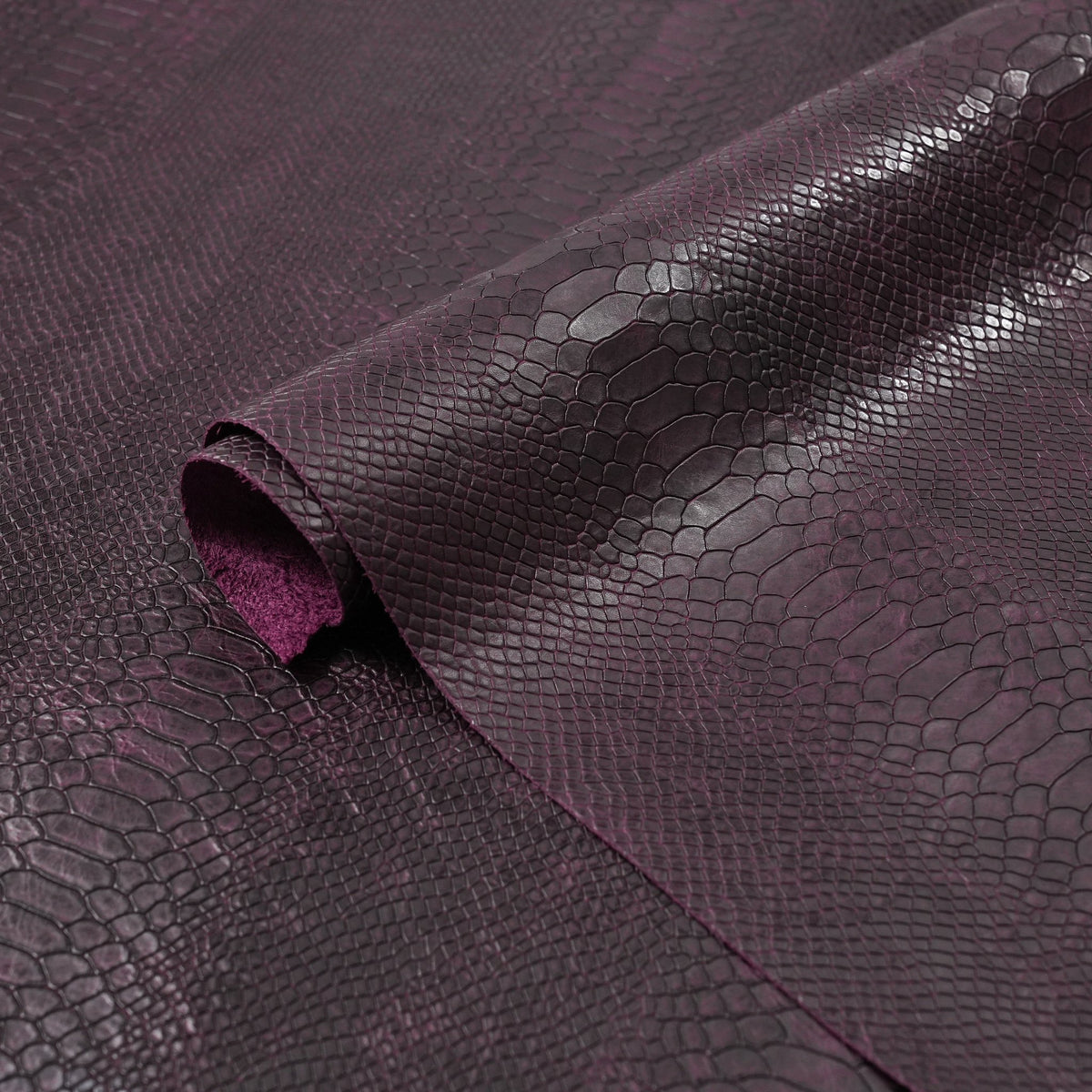 Python Embossed Leather, 2.5-3 oz - Burgundy