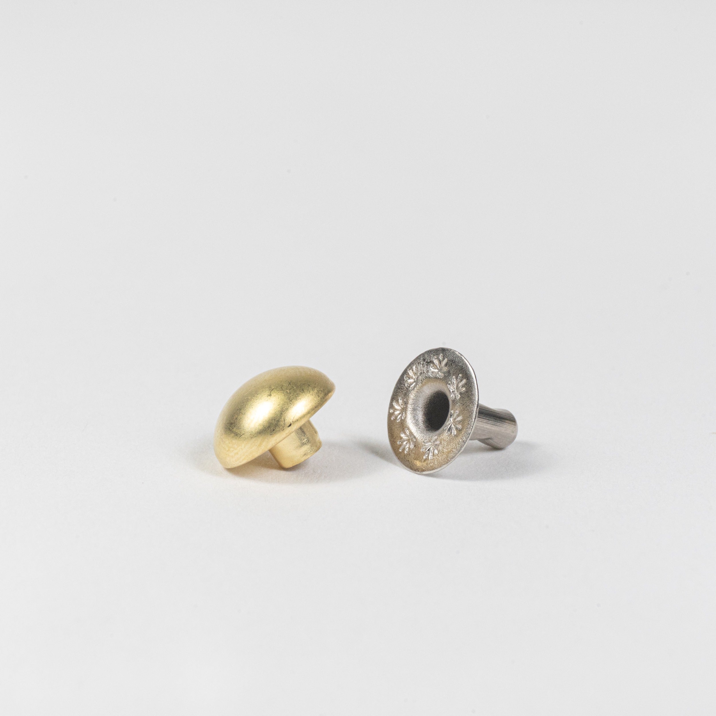 solid brass domed rivet angle view