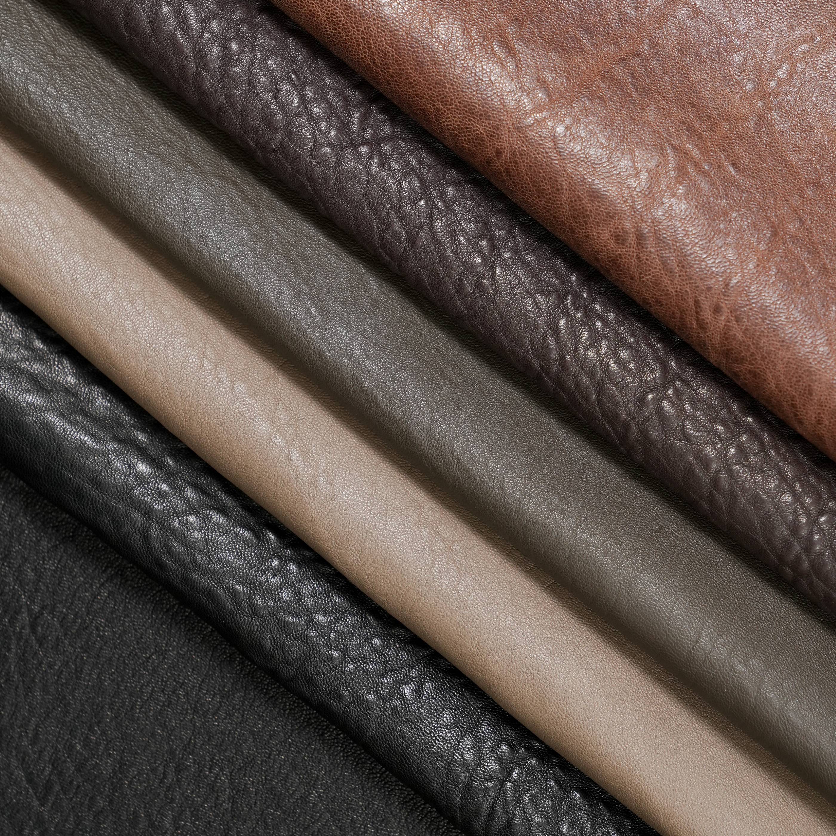 veg tan lambskin leather washed close up various colors