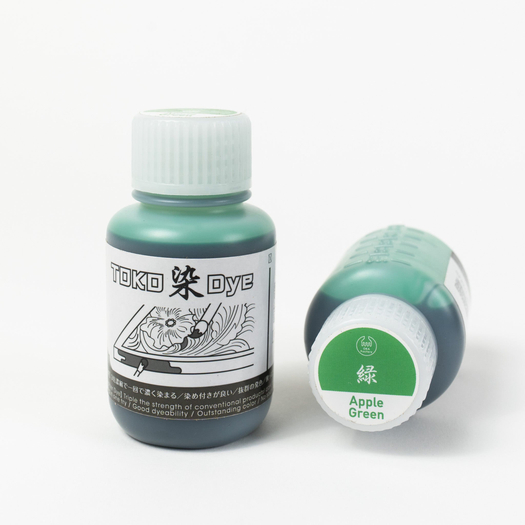 Water-based apple green leather dye, 3.4 fl oz bottles