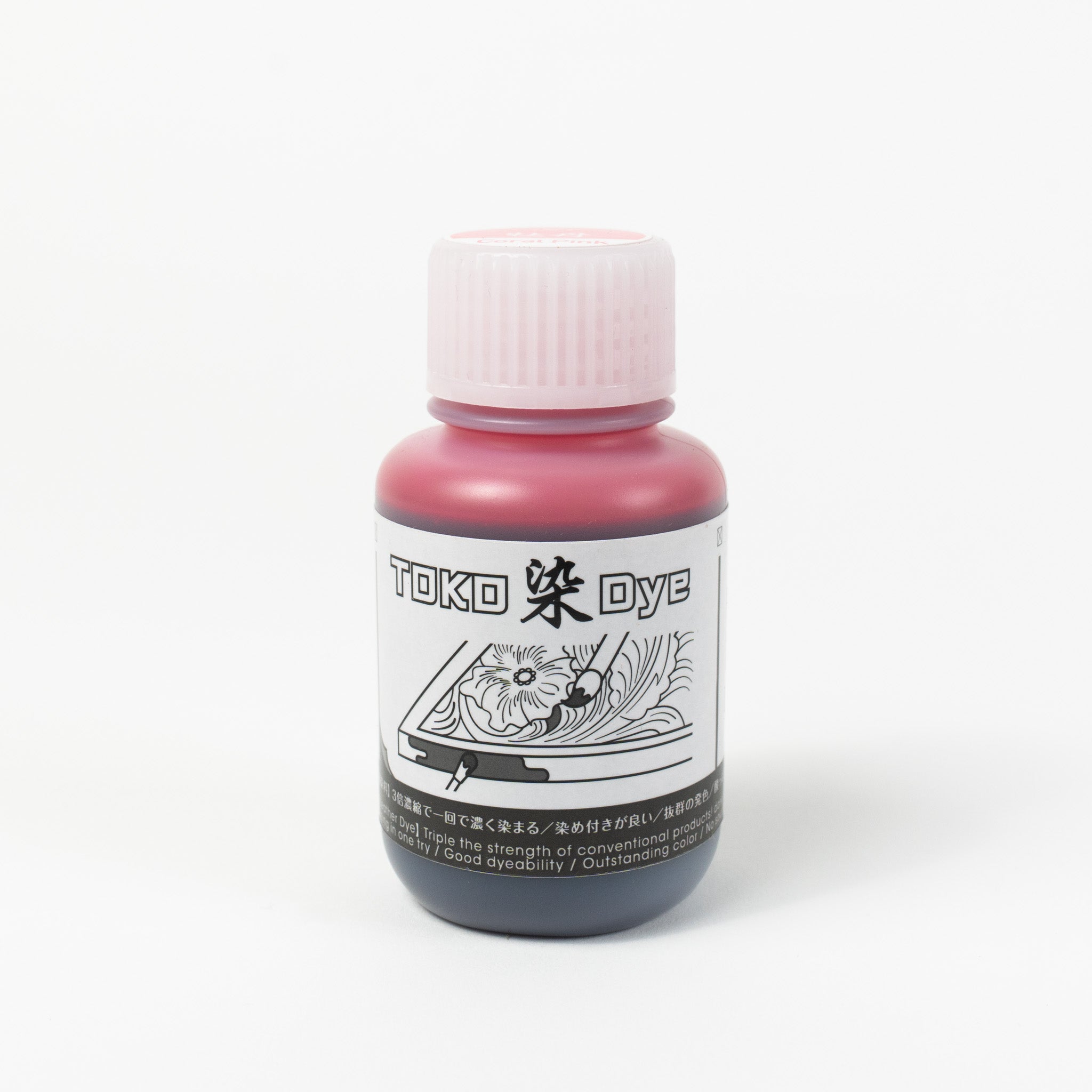 Water-based coral pink leather dye, 3.4 fl oz bottle