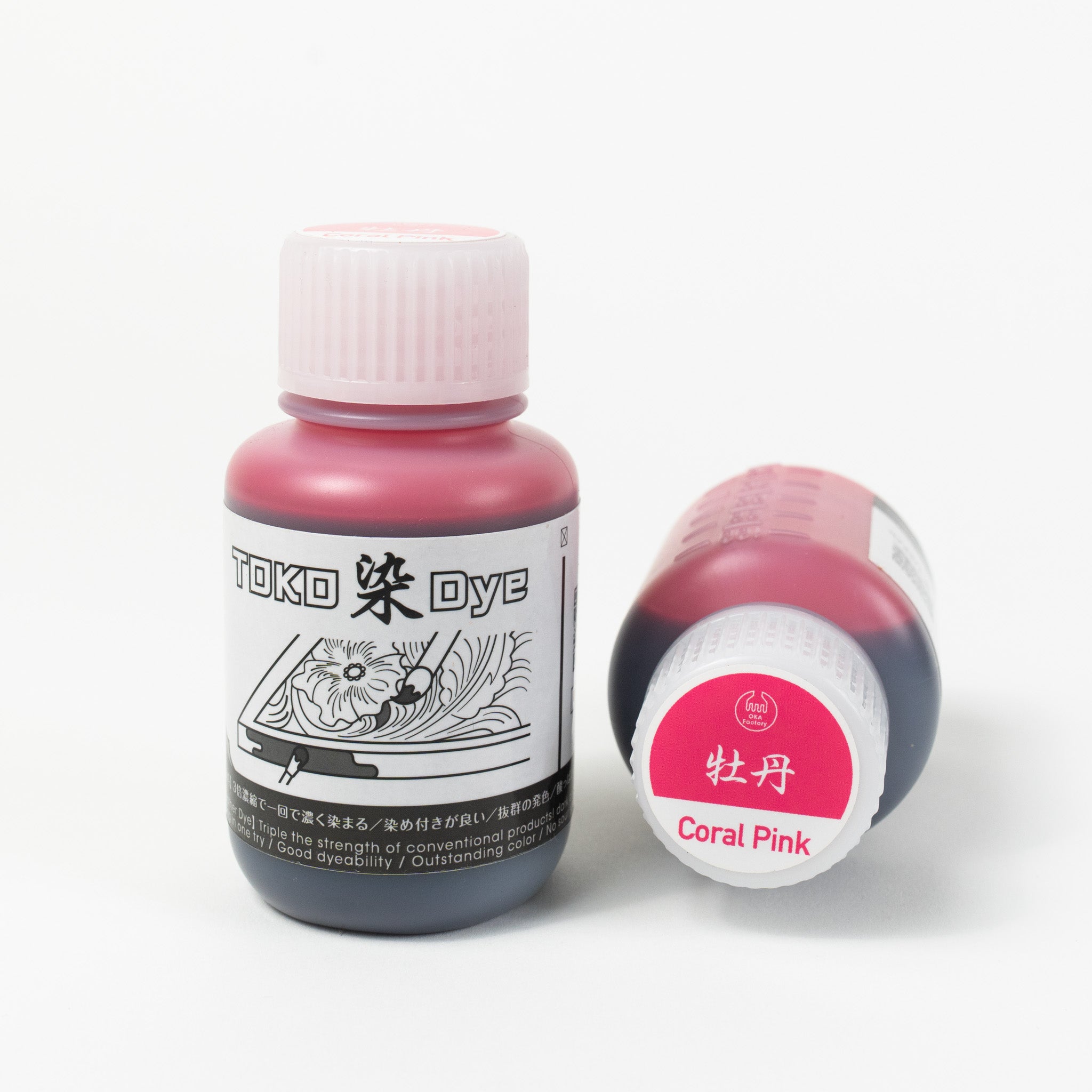 Water-based coral pink leather dye, 3.4 fl oz bottles