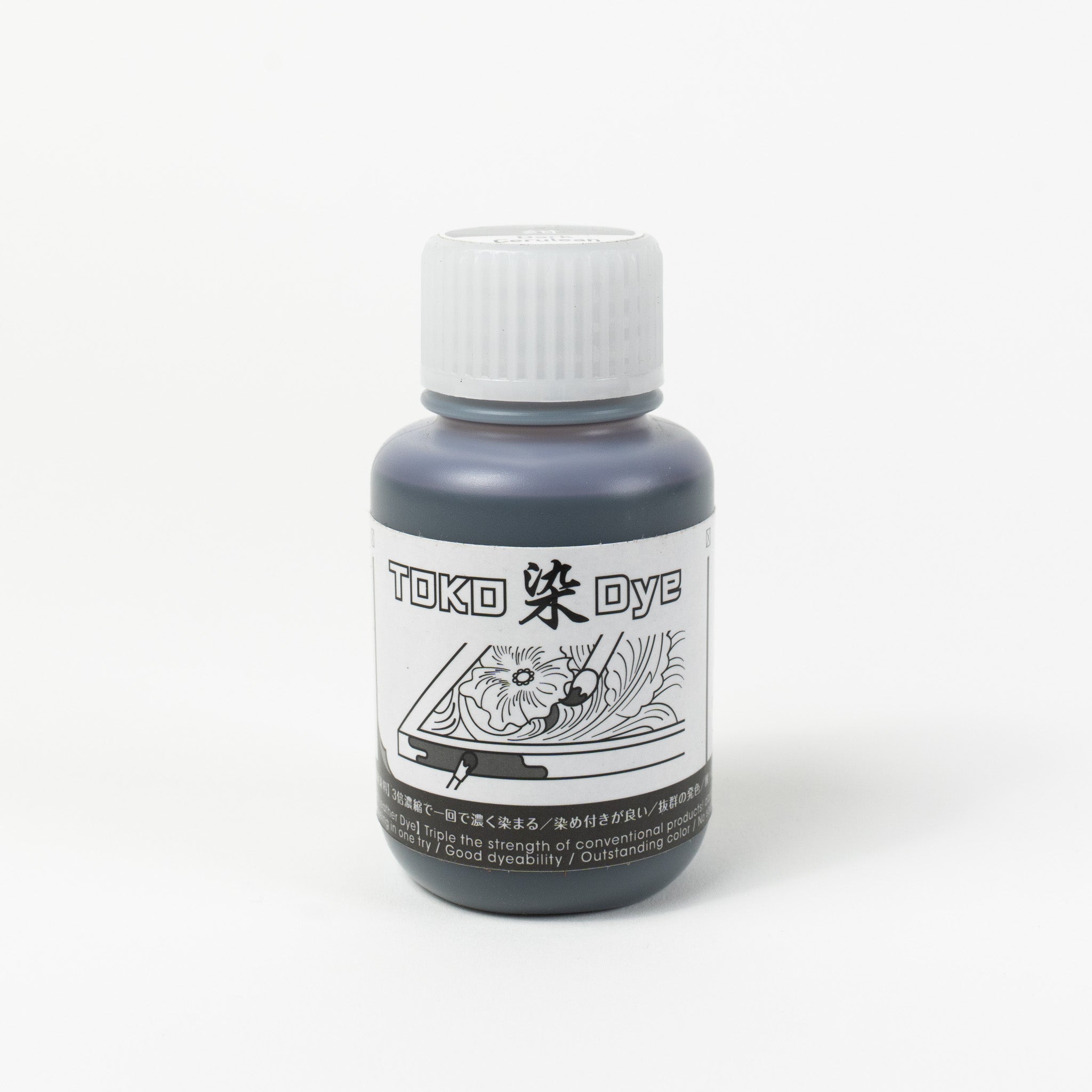 Water-based dark cerulean blue leather dye, 3.4 fl oz bottle
