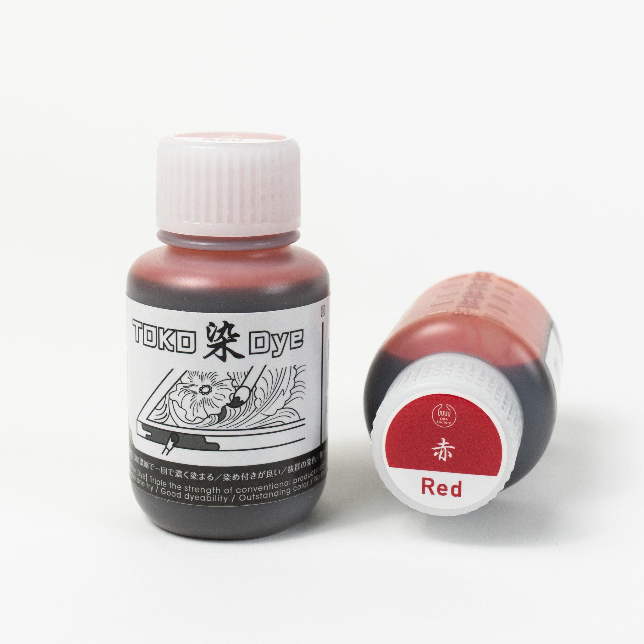 Water-based red leather dye, 100ml bottles
